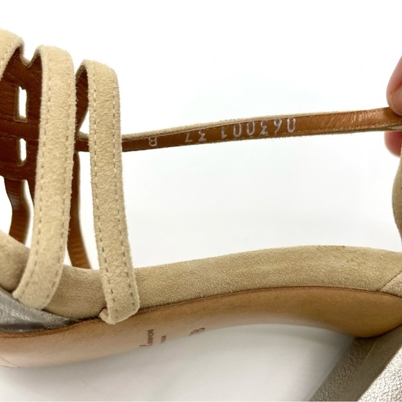 RALPH LAUREN Purple Label Madeleen Suede Leather Metallic Heels Sandals Size 37 - Picture 10 of 11